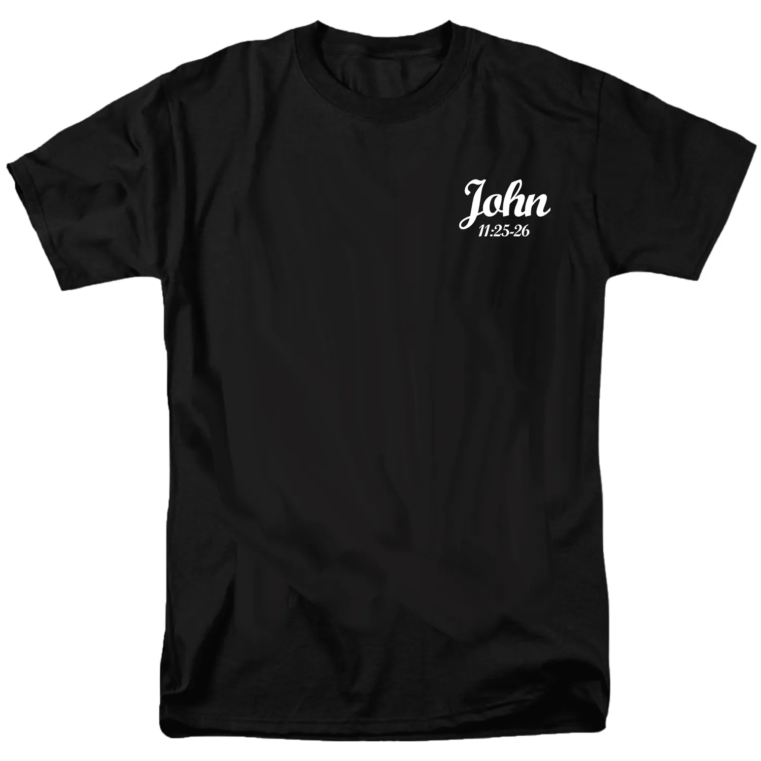 Cross of Resurrection and Belief Front and Back Black Tee – view 2