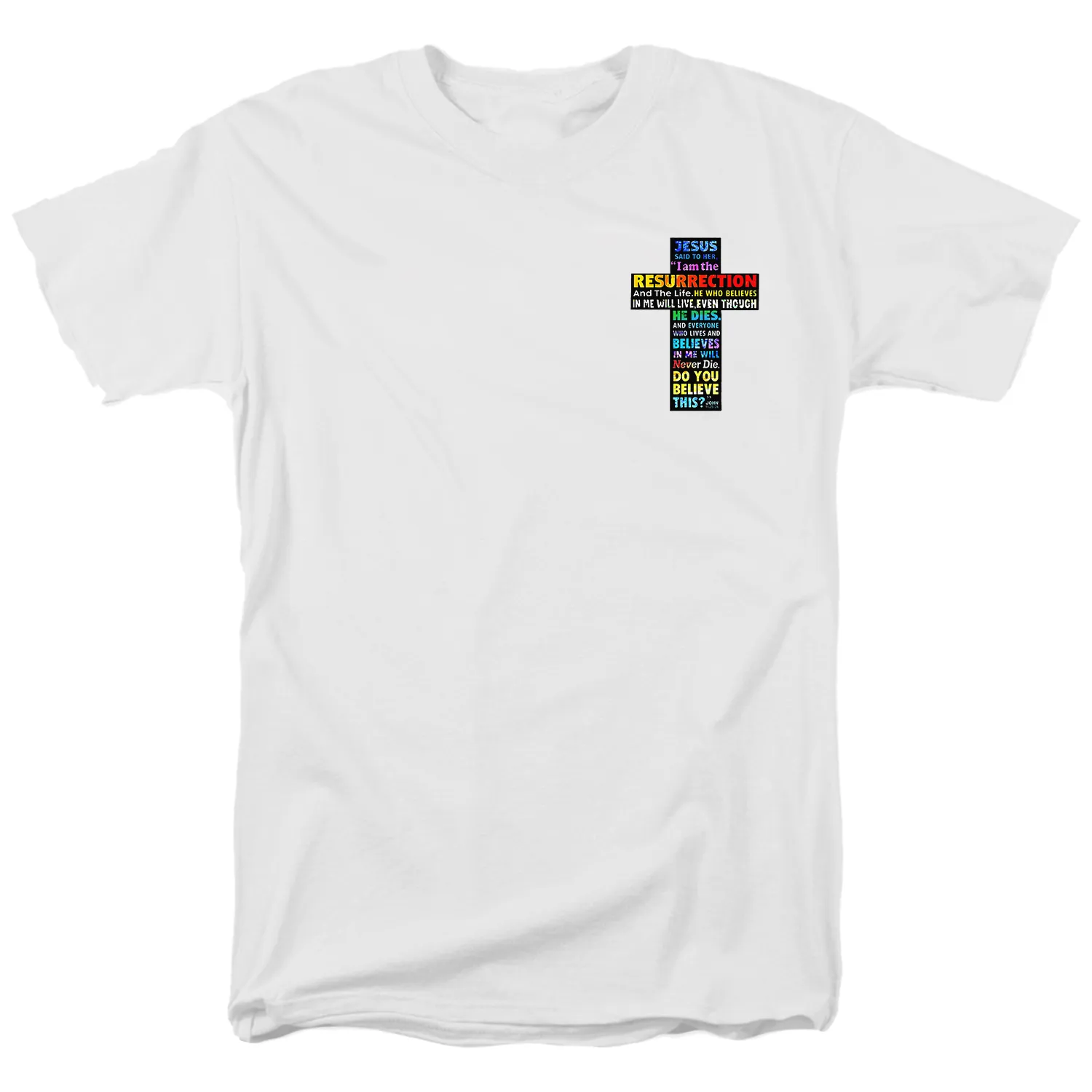Cross of Resurrection and Belief Left White Tee